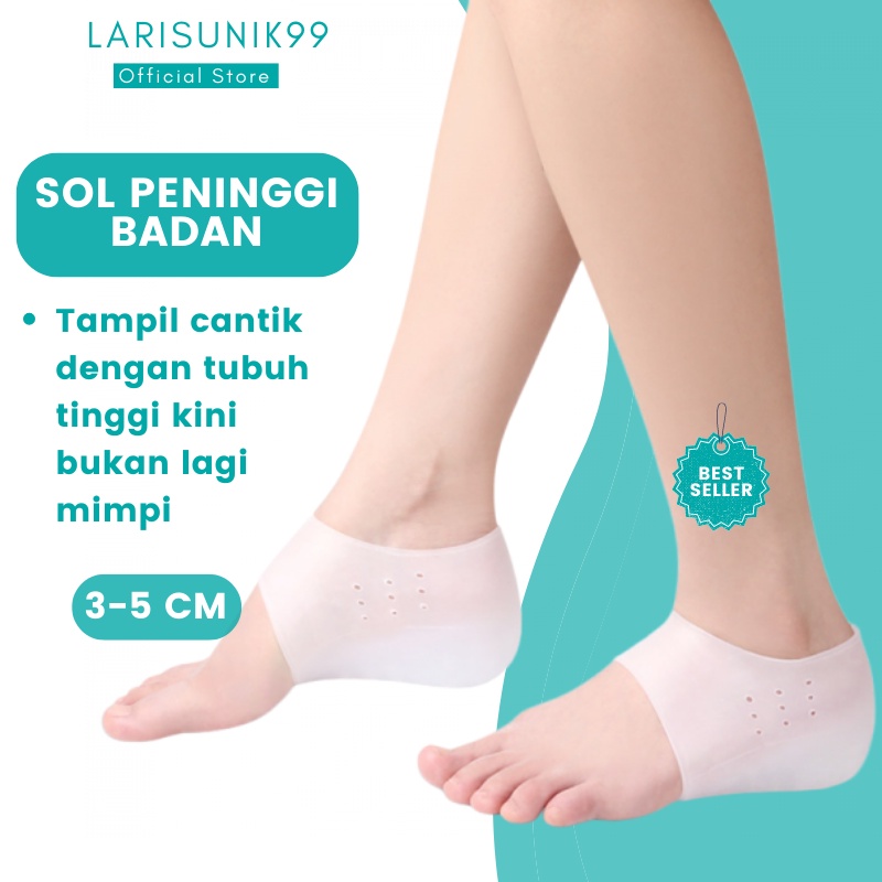 Insole Peninggi Badan Insole Sepatu Wanita Pria Sol Sepatu Peninggi Badan Silikon Lembut Nyaman Original