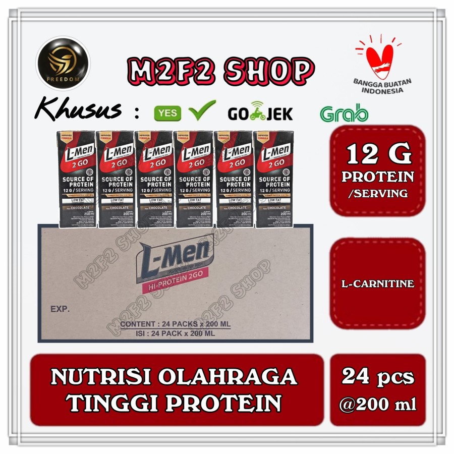 

L-Men High Protein 2 Go Cokelat UHT Kotak - 200 ml Kemasan Karton (Khusus Bluebird/Gojek/Grab)