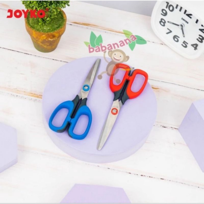 Gunting Joyko SC-15 Merah Scissors pemotong kertas Elastic Handle