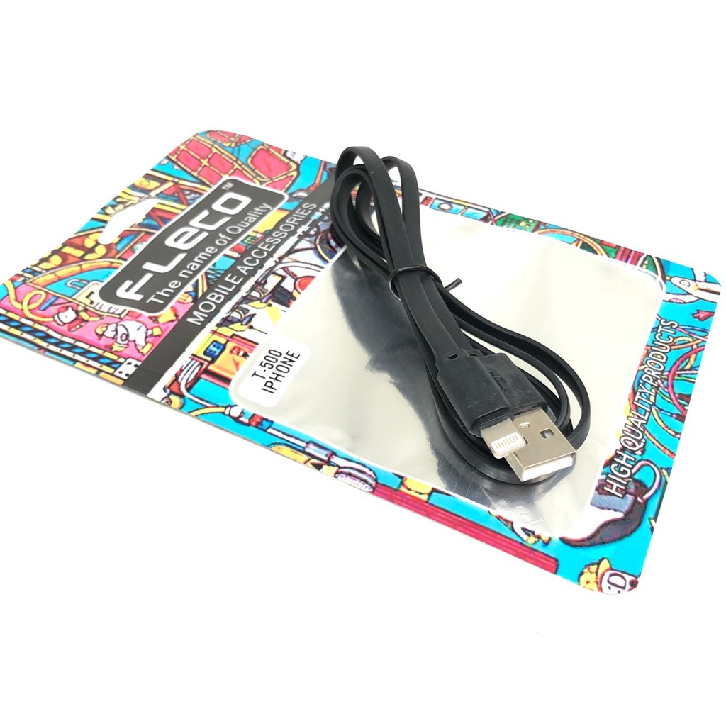 Kabel data Fleco T500 for lightning dan micro fast charging 3.1A