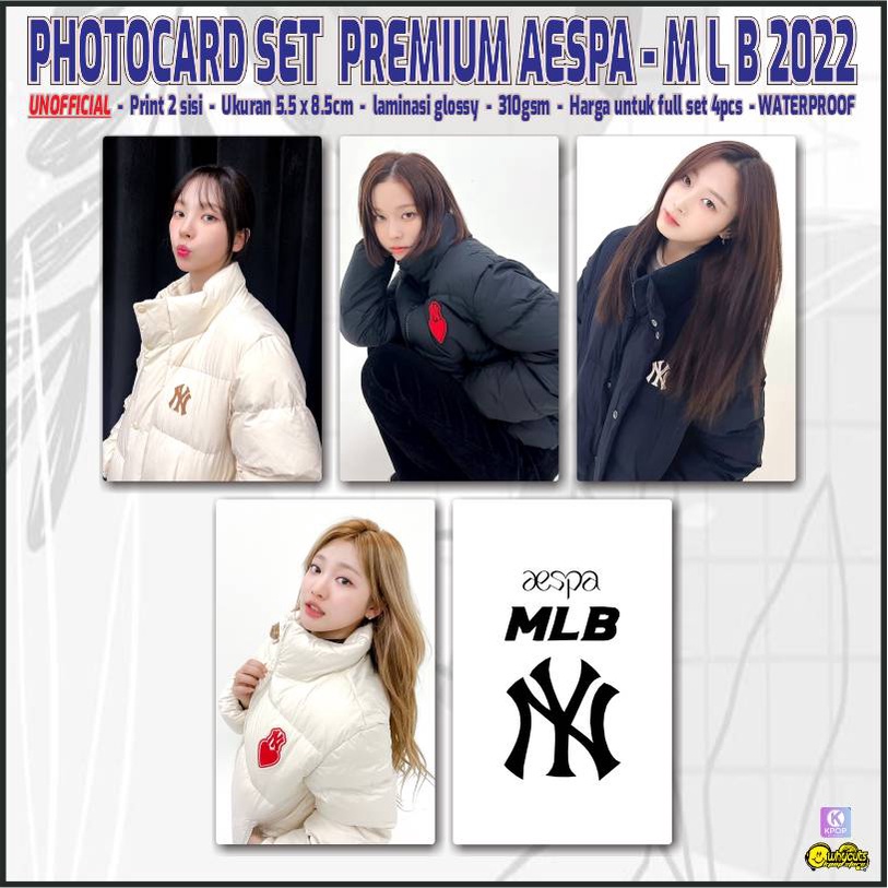 Photocard Premium Isi 4 pcs Aespa / Vogue / 2nd anniversary / mlb / w korea / fanmeet / print 2 sisi laminasi glossy anti air