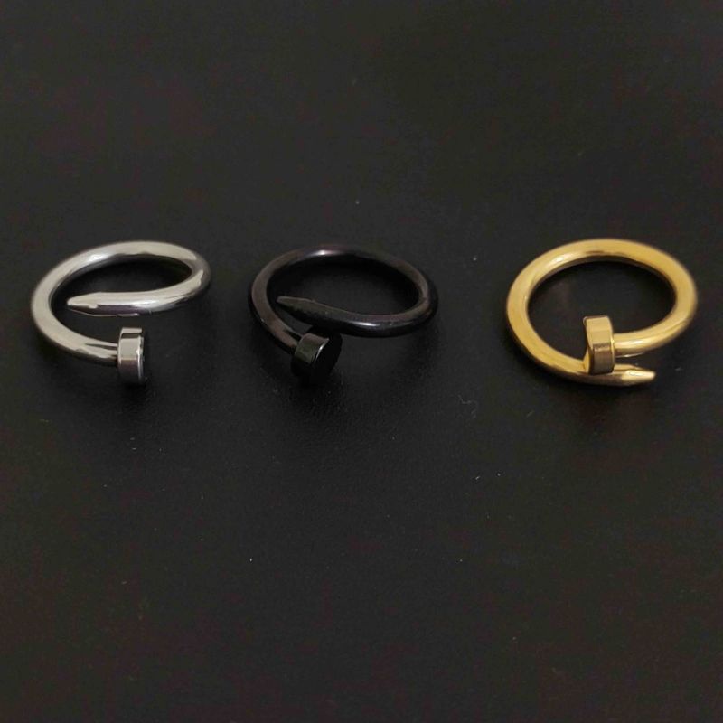 Cincin Titanium Paku Gold Silver Hitam Anti Luntur Anti Karat Cincin Pria &amp;Wanita