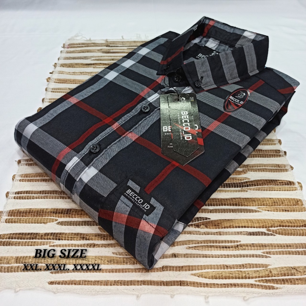 kemeja katun casual lengan pendek jumbo XXL - XXXXL distro premium terbaru kemeja lengan pendek kotak kotak jumbo