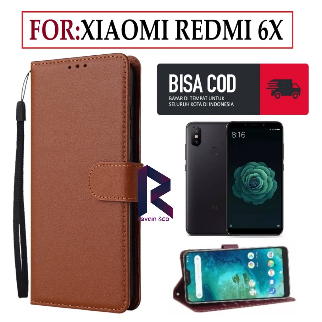 CASE XIAOMI REDMI 6X FLIP WALLET LEATHER KULIT PREMIUM SARUNG BUKA TUTUP KESING HP FLIP CASE XIAOMI REDMI 6X