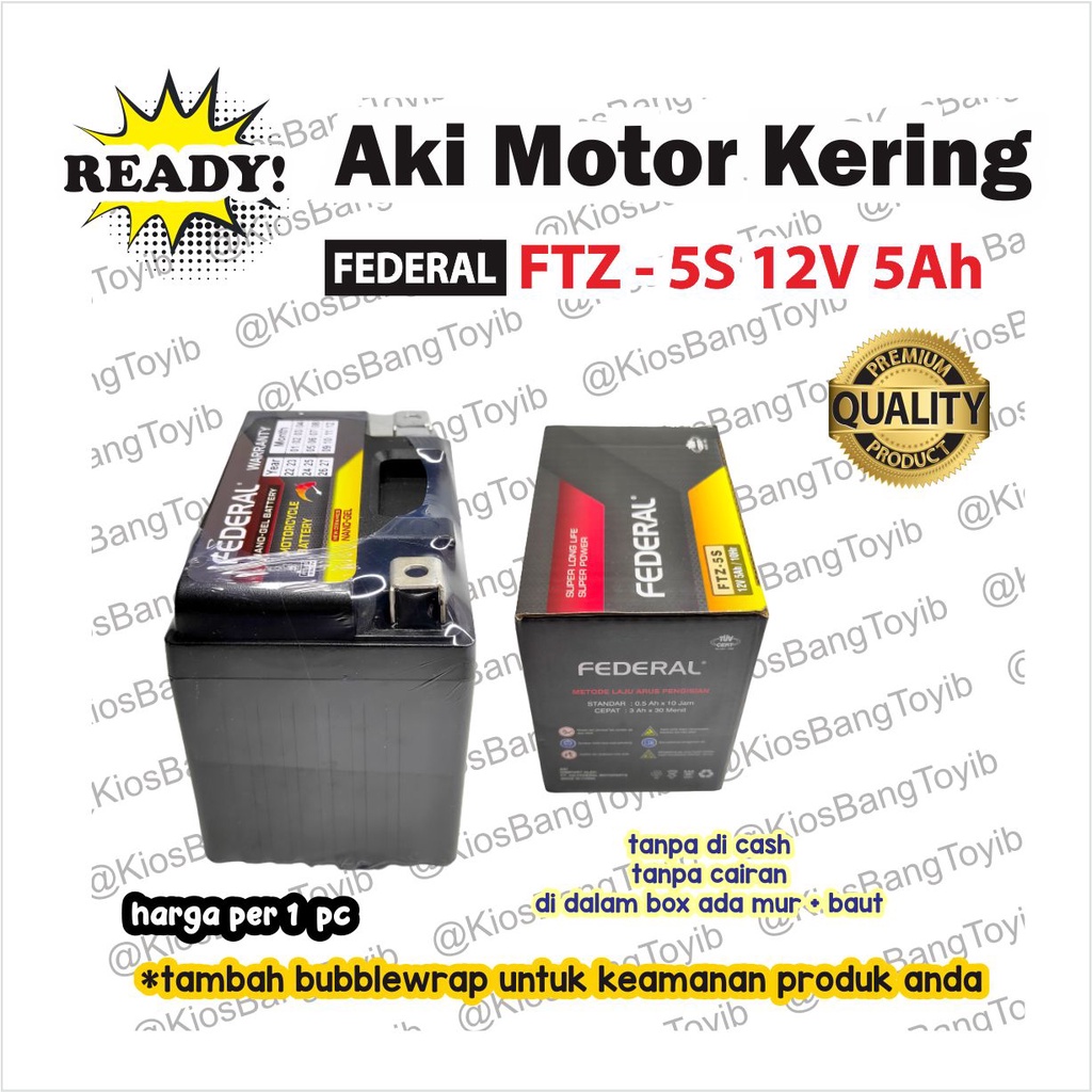 Aki Kering MATIC FTZ 5S 12V 5aH Beat Vario Scoopy Karisma Supra |FED-H