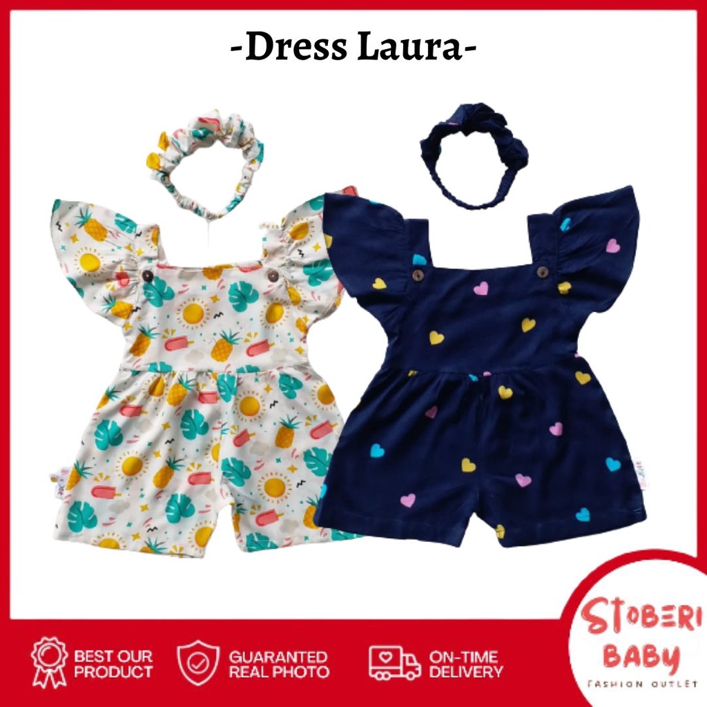 PUNCAK 3.3 stoberi baby -  BBB JUMPSUIT LAURA setelan anak perempuan jumper bayi motif bunga lucu free headband PART 2