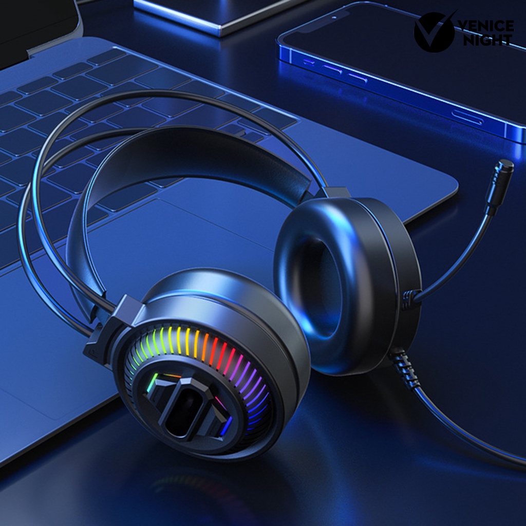 (VNEP) (Berkabel) PSH-400 Headphone Luminous Noise Reduction 3.5mm USB HiFi Stereo Gaming Headset dengan Mikrofon untuk Desktop