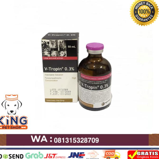 V-TROPIN 0.3% (Atropin injeksi untuk hewan) 50 ml original