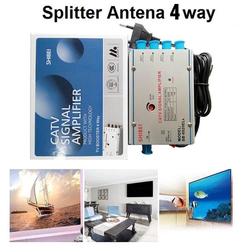 Penjernih & Penguat Sinyal TV (TV Signal Booster) + 4 Splitter
