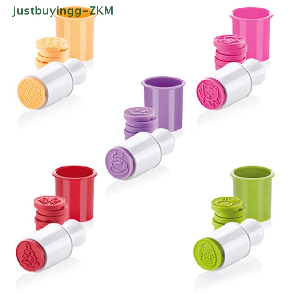 6 Pcs / Set Cetakan Pemotong Kue Kering Fondant Model Stempel Motif Kartun Untuk Dekorasi