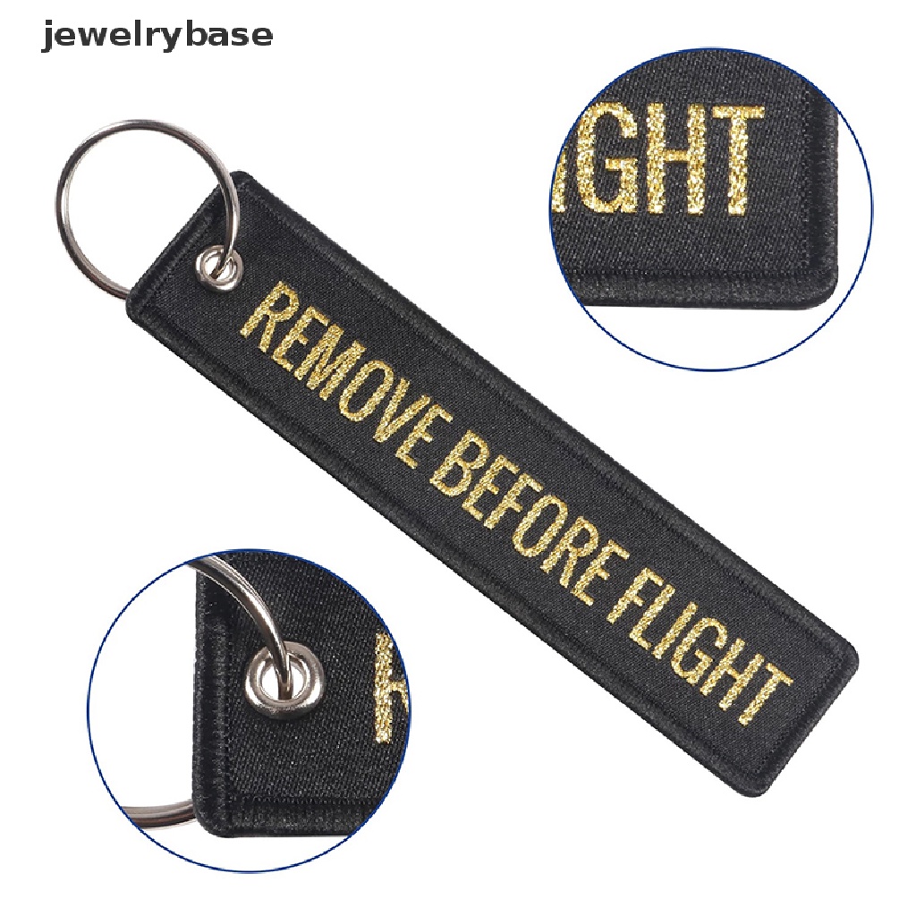 Gantungan Kunci Motif Bordir Tulisan Remove Before Flight