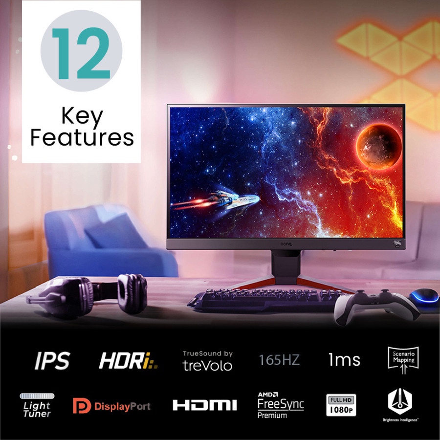 Monitor LED BENQ EX240 24&quot; IPS 165Hz 1ms HDMI VGA USB Speaker treVolo
