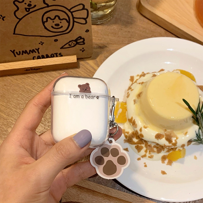 INPODS I Am a Bear Kartun Hewan Lucu Transparan Lembut Bluetooth Earphone Case Untuk Airpods1 2 3 Pro 2 PRO2 Airpods3 Inpods12 I12 TWS Pelindung TPU