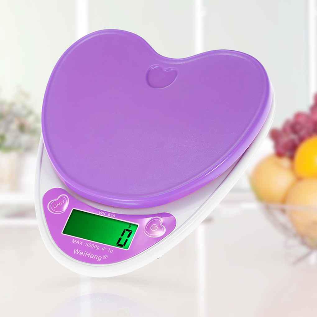 Digital 5kg/1g Lovely Heart Shaped Kitchen Food Balance Scale Timbangan Elektronik