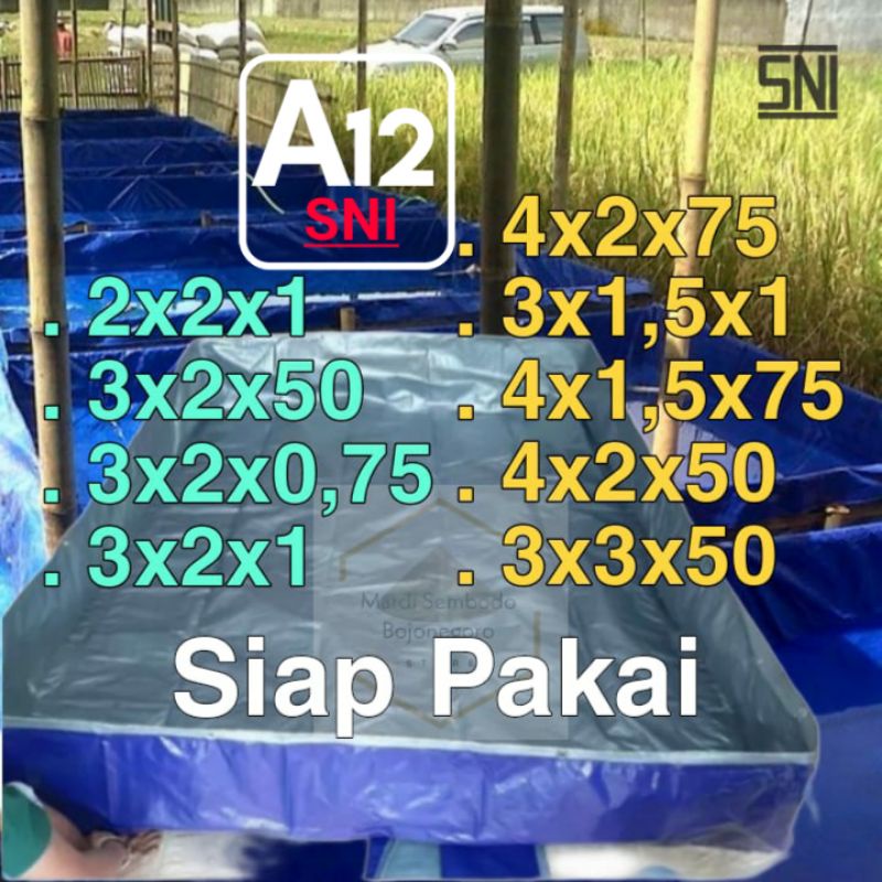 Terpal kolam terpal ikan a12 kotak lele tebal siap pakai 300x200x100 korea