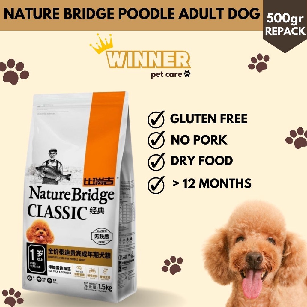 Nature Bridge Poodle Adult Dog Food Repack 500gr