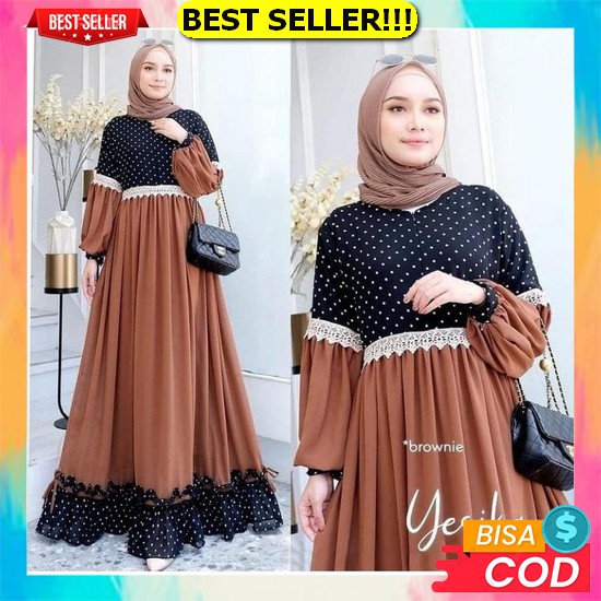 Baju Gamis Dress Wanita Cewek Dewasa Remaja Anak Muslim Busui Kekinian Modern Simple Elegan Mewah Ko
