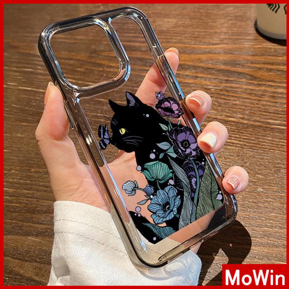 For iPhone 14 Pro Max iPhone Case High Clear Acrylic Hard Case Plating Buttons Shockproof Dark Purple Cat Compatible For iPhone 13 Pro max 12 Pro Max 11 xr 7plus 6splus 8plus