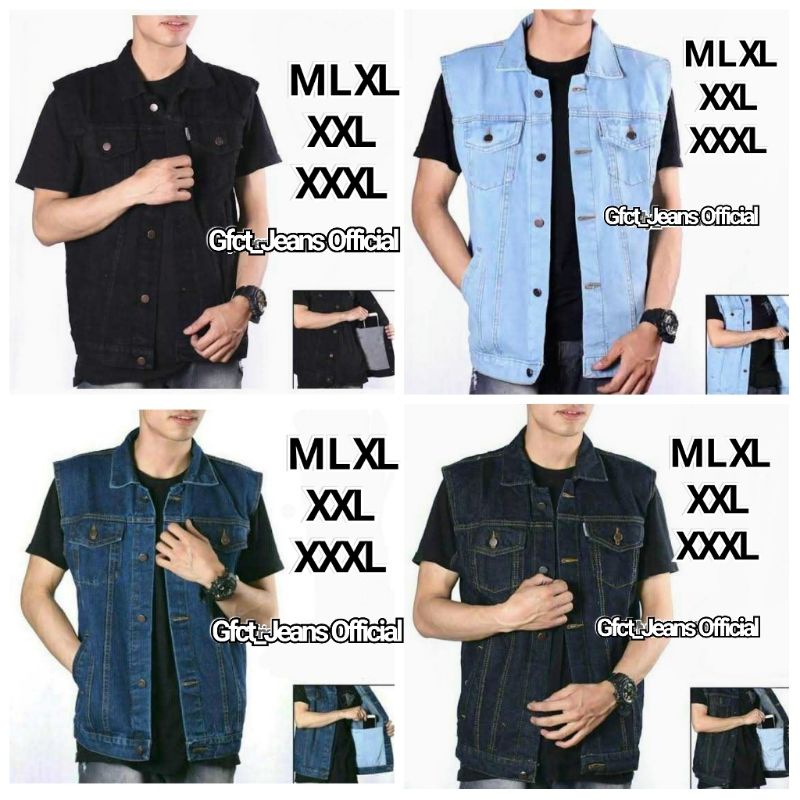 GROSIR - ROMPI JEANS JUMBO XXL XXXL HITAM BIRU MUDA TELUR ASIN DARK NAVY BLUE DONGKER GREY VEST BIG 