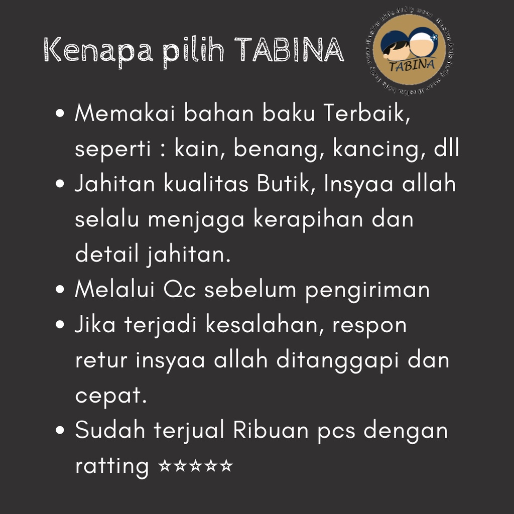 [Tabina] Atasan Kaos Lengan Panjang Anak Laki Laki PREMIUM Seri Tawheed usia 2 tahun - 16 tahun Remaja