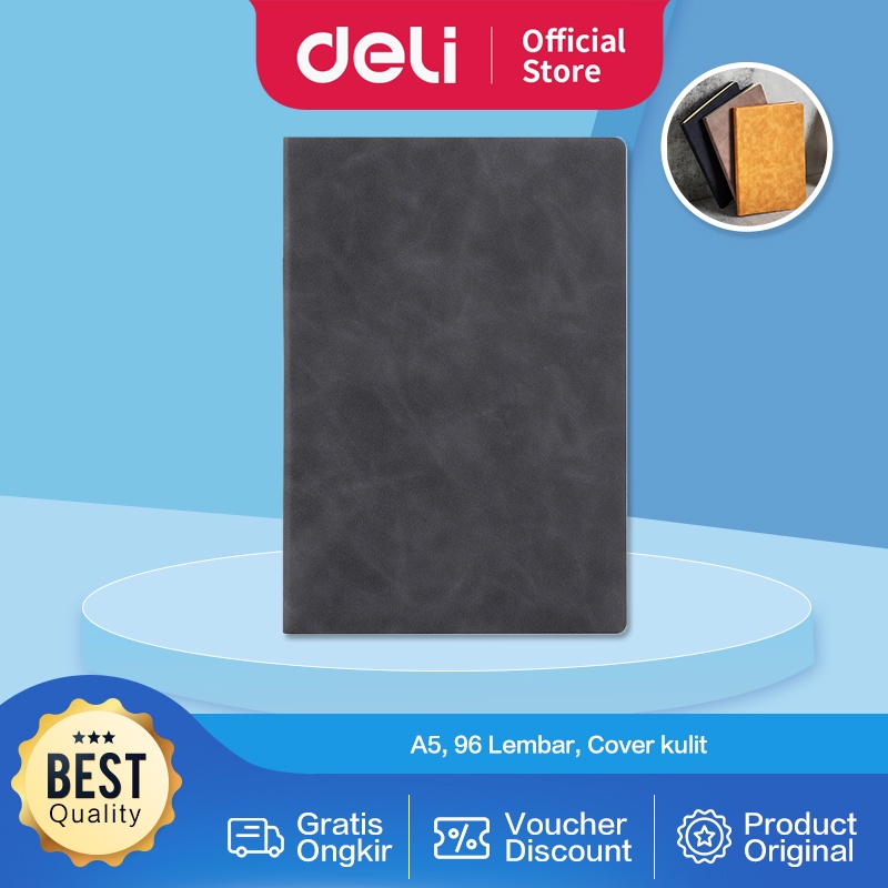 

Deli Leather Cover Notebook / Buku Catatan / Agenda Sampul Kulit A5 96 lembar Soft Cover Profesional EN114L