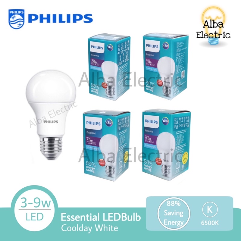 PHILIPS Lampu LED Essential 3W 5W 7W 9W 11W 15W Putih Bulat Bohlam LED BULB ORI LED PHILIPS 15 Watt