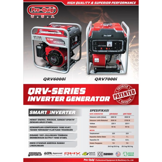 Jual Mesin Genset Generator Inverter Pro Quip Qrv I Bahan Bakar