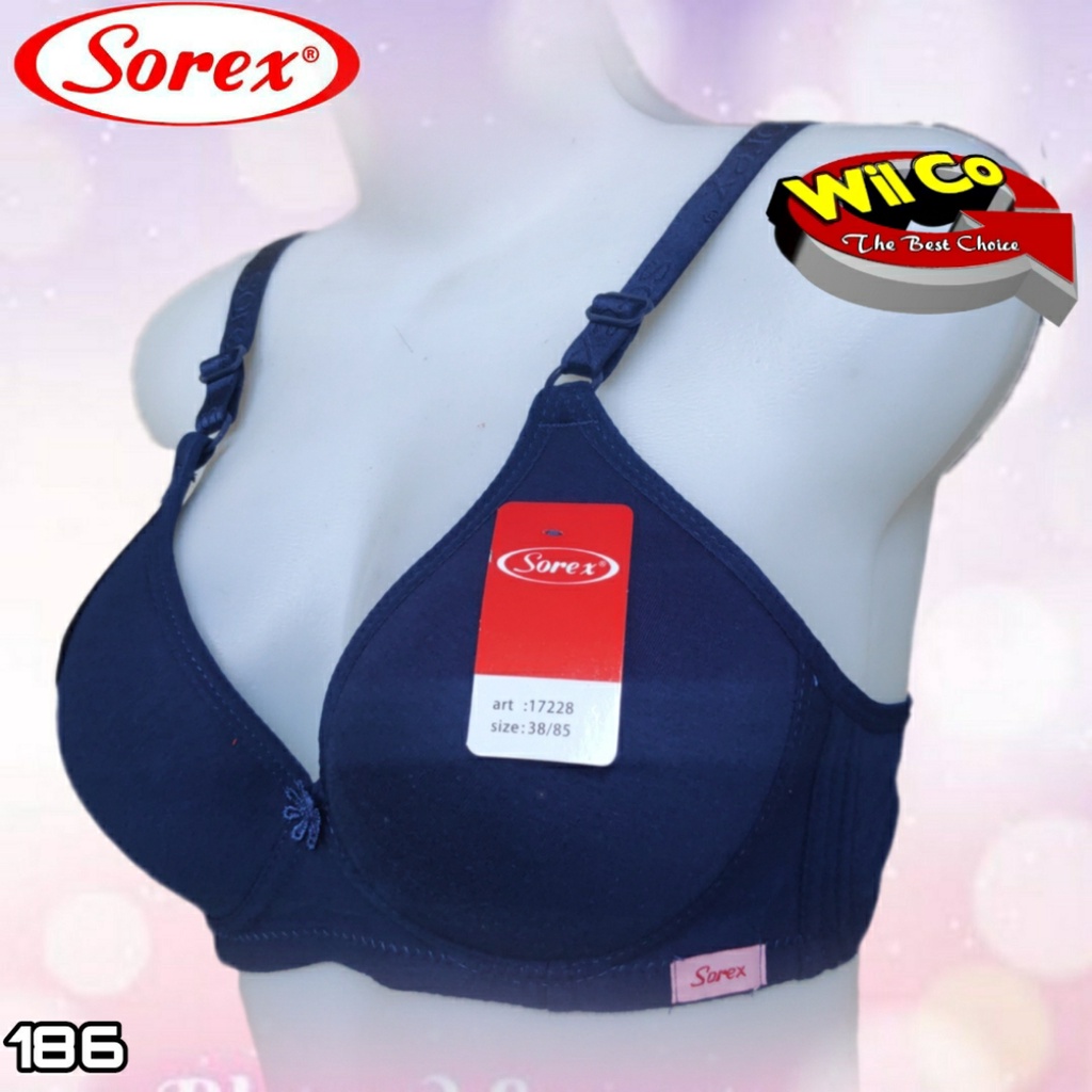 K186 - BRA WANITA SOREX BUSA TIPIS TANPA KAWAT TIGA PENGAIT CUP B/SEDANG SIZE 36-42