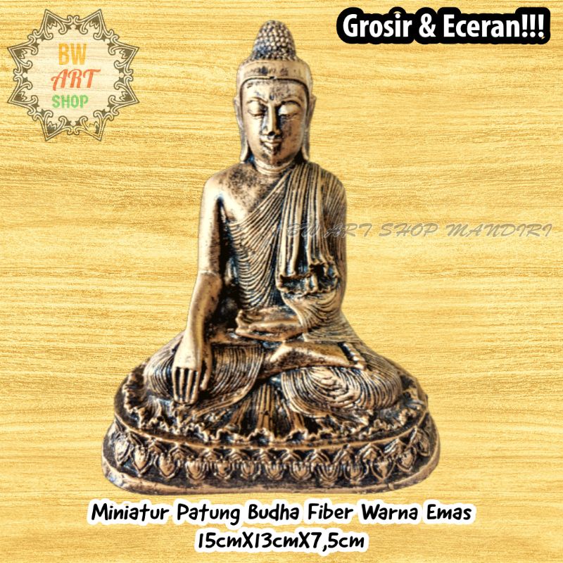 MINIATUR PATUNG BUDHA FIBER | HIASAN AKUARIUM | PATUNG AKUARIUM | PATUNG BUDDHA UKURAN 15CMX13CMX7,5