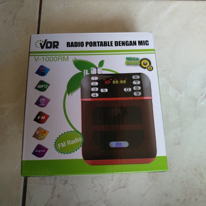 Radio Portable Dengan Mic Jepit Usb Mp3 Waisband Vdr-1000Rm Mega Bass