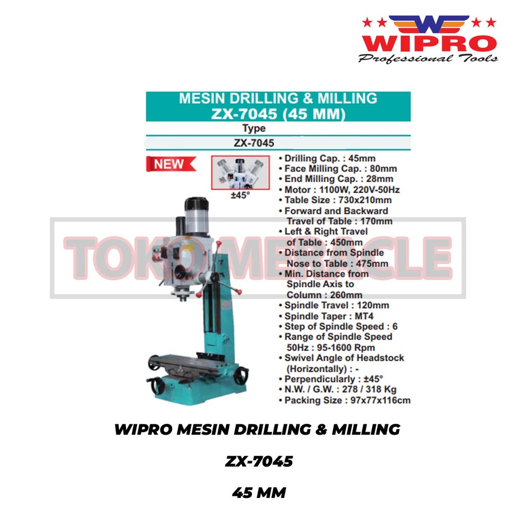WIPRO MESIN DRILLING MILLING ZX-7045