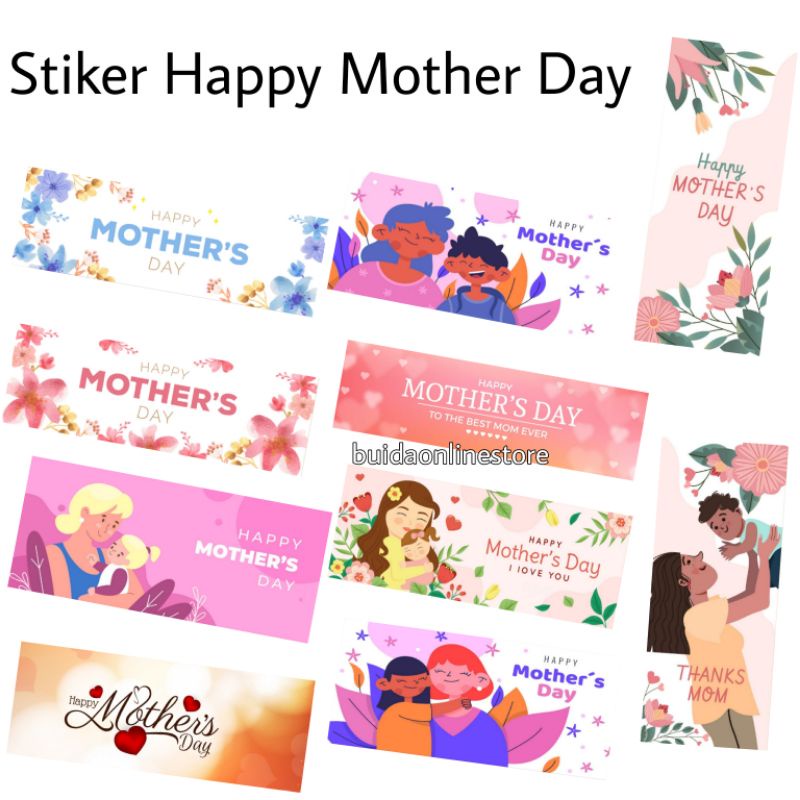 

Stiker Happy Mother Day Panjang Sticker Selamat Hari ibu Label Banner dekorasi hampers hiasan kado hadiah hari ibu gift parcel segel dus box kotak paperbag buket bunga