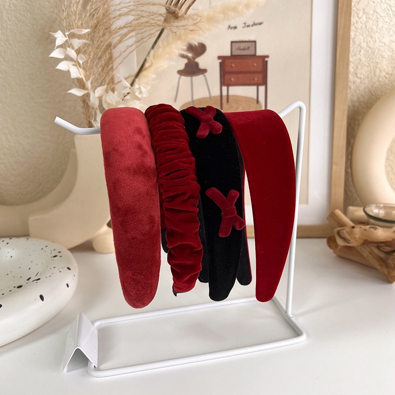 BANDO KAIN VARIASI MERAH TUA MAROON SATIN BULU FURRY NAtal TEKSTUR MOTIF PATTERN PITA BOW RIBBON COLLECTION HEADBAND HAIRBAND KOREA PADDED BENDO MOTIF GARIS BUNGA LEMBUT LEBAR WIDE CNY IMLEK