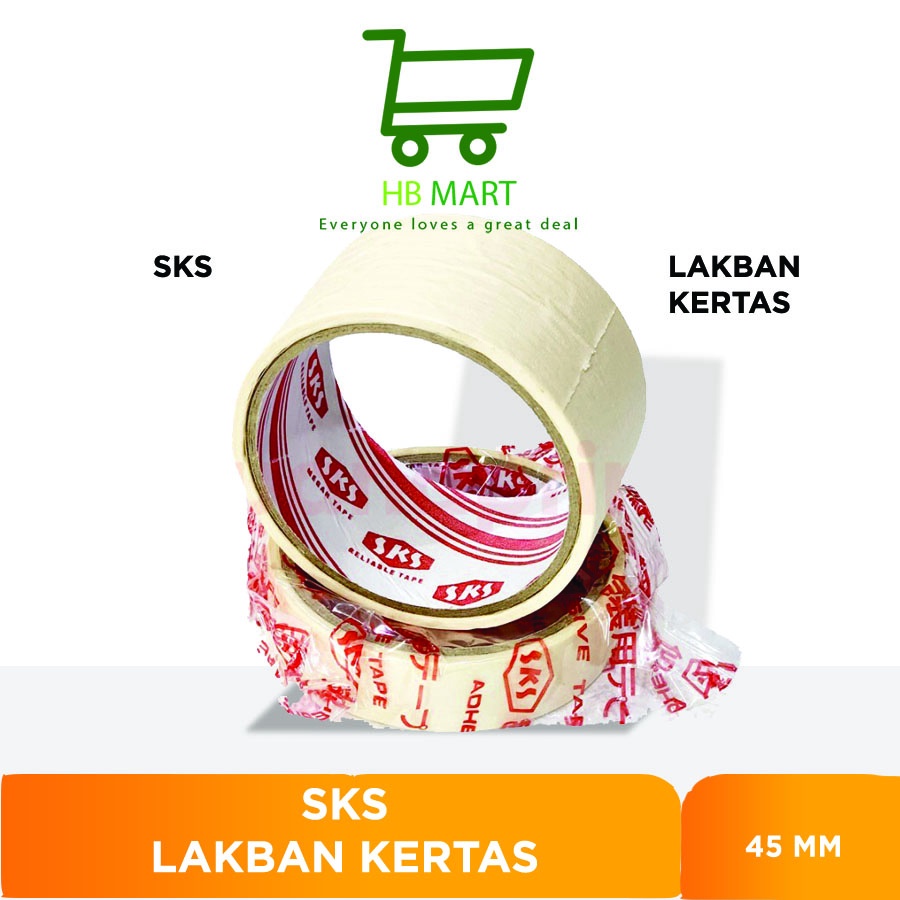 

Lakban Kertas SKS isi Sedikit Isolasi Masking Tape Bisa Ditulis - 45 m
