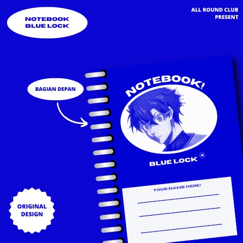 

[Ukuran A5] Notebook Anime Blue Lock (50 Lembar) Kertas Polos/Plain/Blank Buku Catatan Menggambar by All Round Club