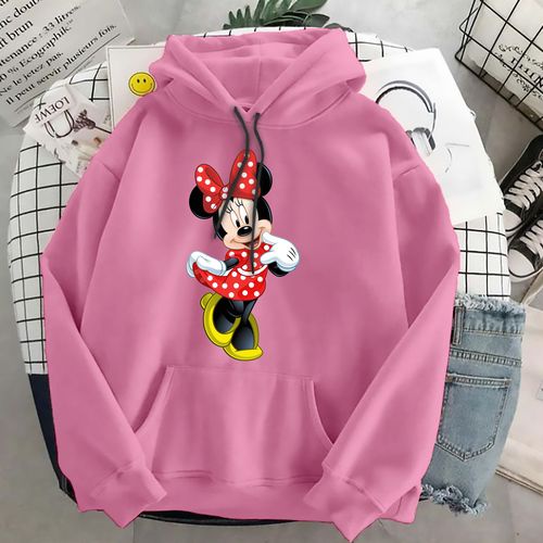 Hoodie Minnie Mouse Wanita - Jaket Hoodie Jumper - Bahan Fleece