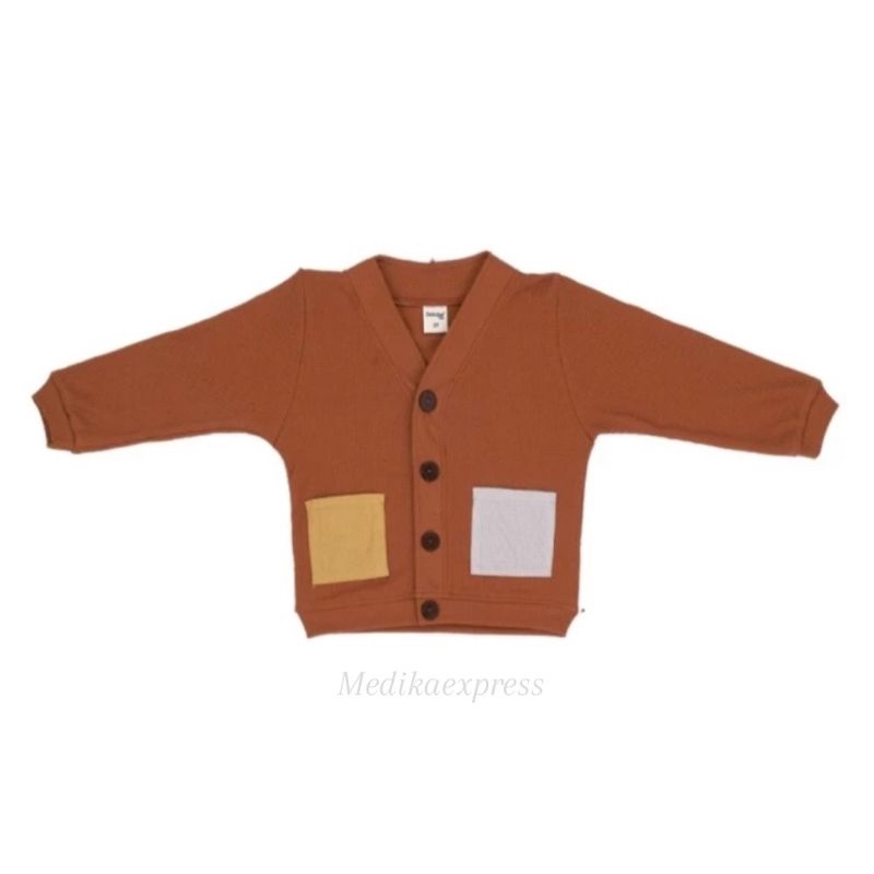 Dialogue Two Tone Pocket Cardigan Waffle / Cardigan Anak / Jaket