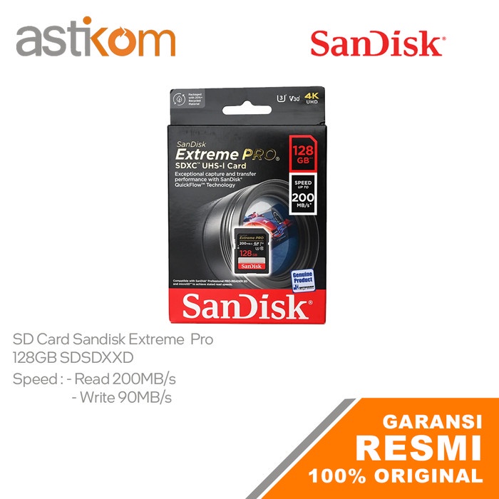 SD Card SanDisk Extreme Pro SDXC UHS-I 128GB 200MB/s Memory Camera