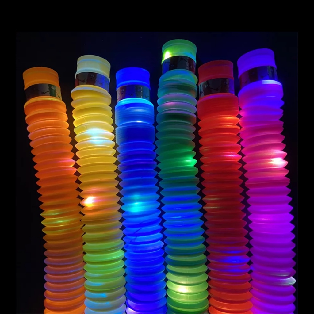 ELITE Mainan LED POP FIDGET TUBES SENSORY TOYS / Light Up Pop Pipes / Pop tubes Lampu LED Ecer (SATUAN)/Mainan Anak Lampu LED Bisa Kreasikan Bentuk Apa Saja