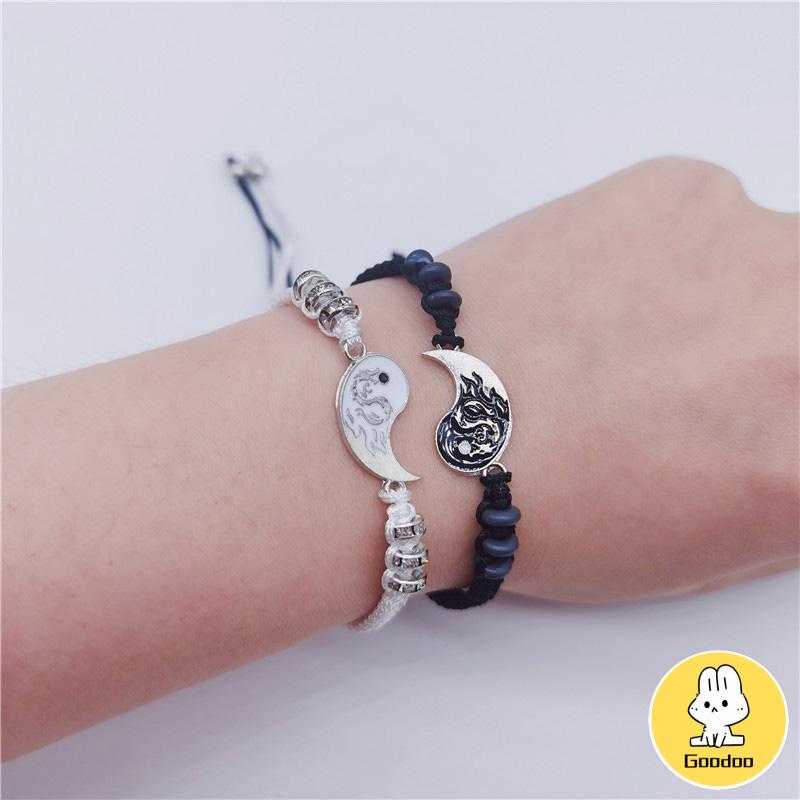 2pcs Gelang Couple Dikepang Gosip Tai Chi Adjustable Fashion Accessories Hadiah Aksesoris Bracelet -Doo