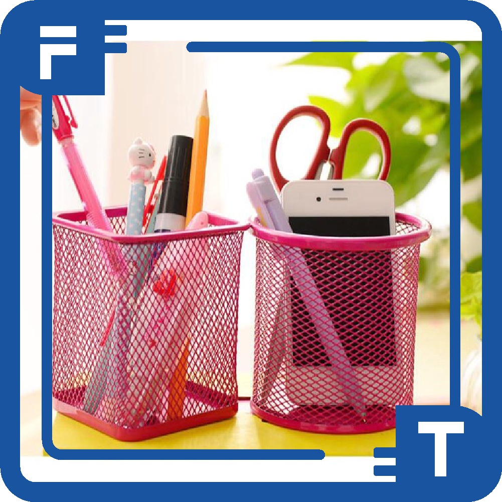 

✦FT✦ Basket Tempat Pena Alat Kantor Holder Bulat Petak Import Murah R010