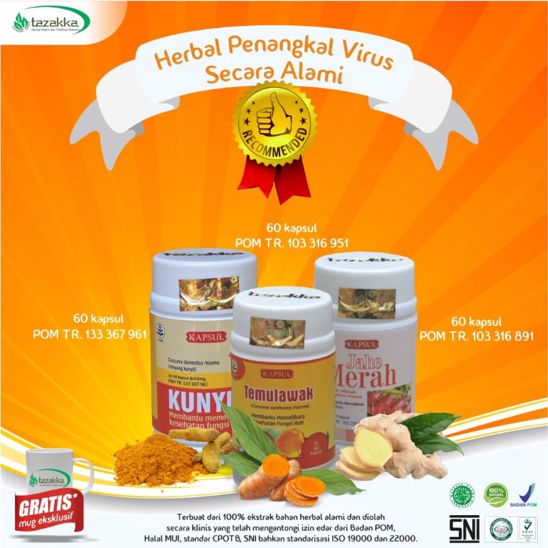 

Obat anti virus daya tahan tubuh ⭐️ekstrak jahe merah kunyit temulawak⭐️ paket herbal tazakka 3in1