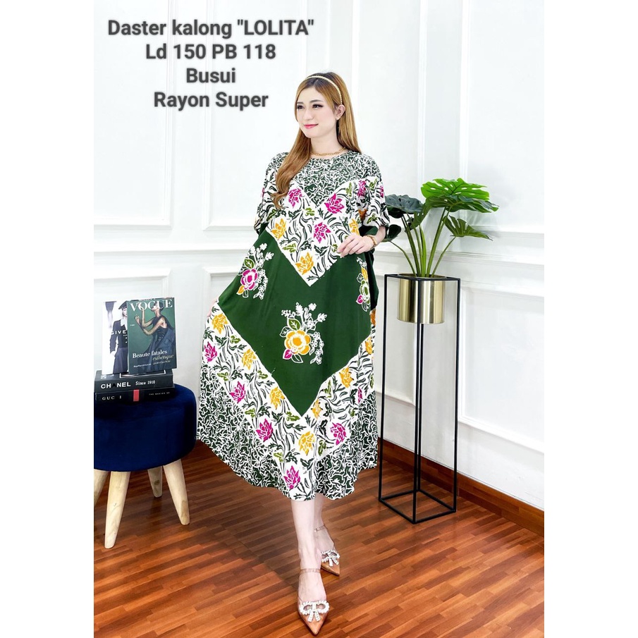 DASTER LOWO PREMIUM JUMBO LD 150 MOTIF MALAMAN BUSUI DEPAN KEKINIAN HOMEDRESS WANITA RAYON TEBAL ADEM