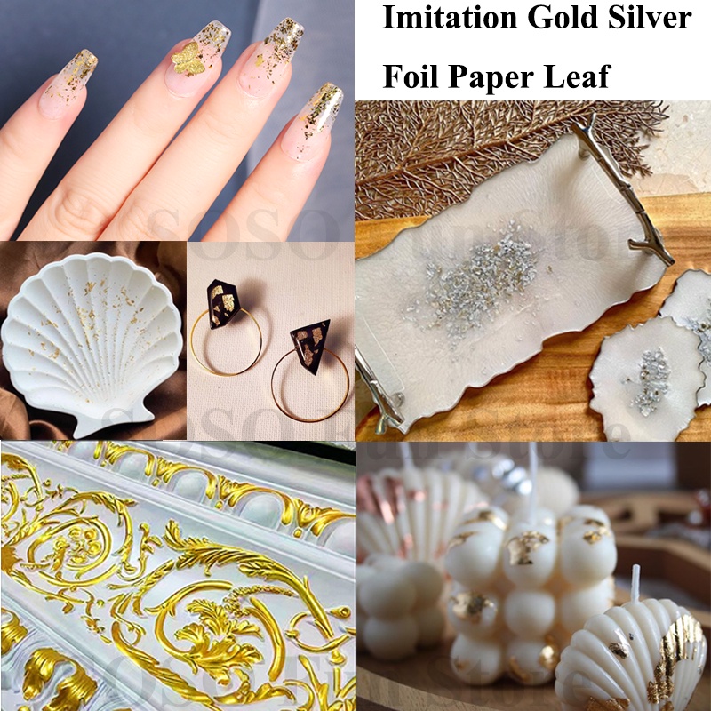 

D3W! 100PCS Kertas Dekorasi Gold Foil Paper/Foil Emas Kertas/Gold Leaf Foil