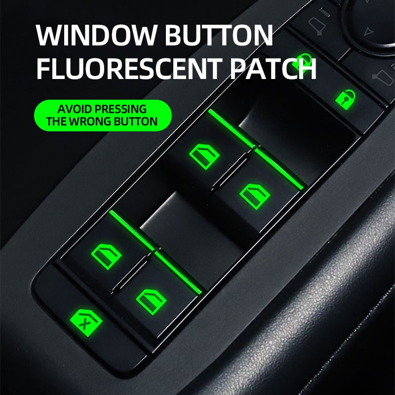 General Motors Control Switch Fluorescent Sticker Self-adhesive PET Car Door and Window Luminous Button Sticker Aksesori