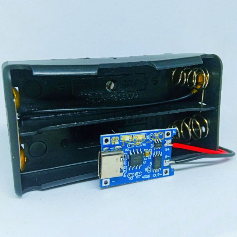 Dual slot holder paralel case baterai 18650