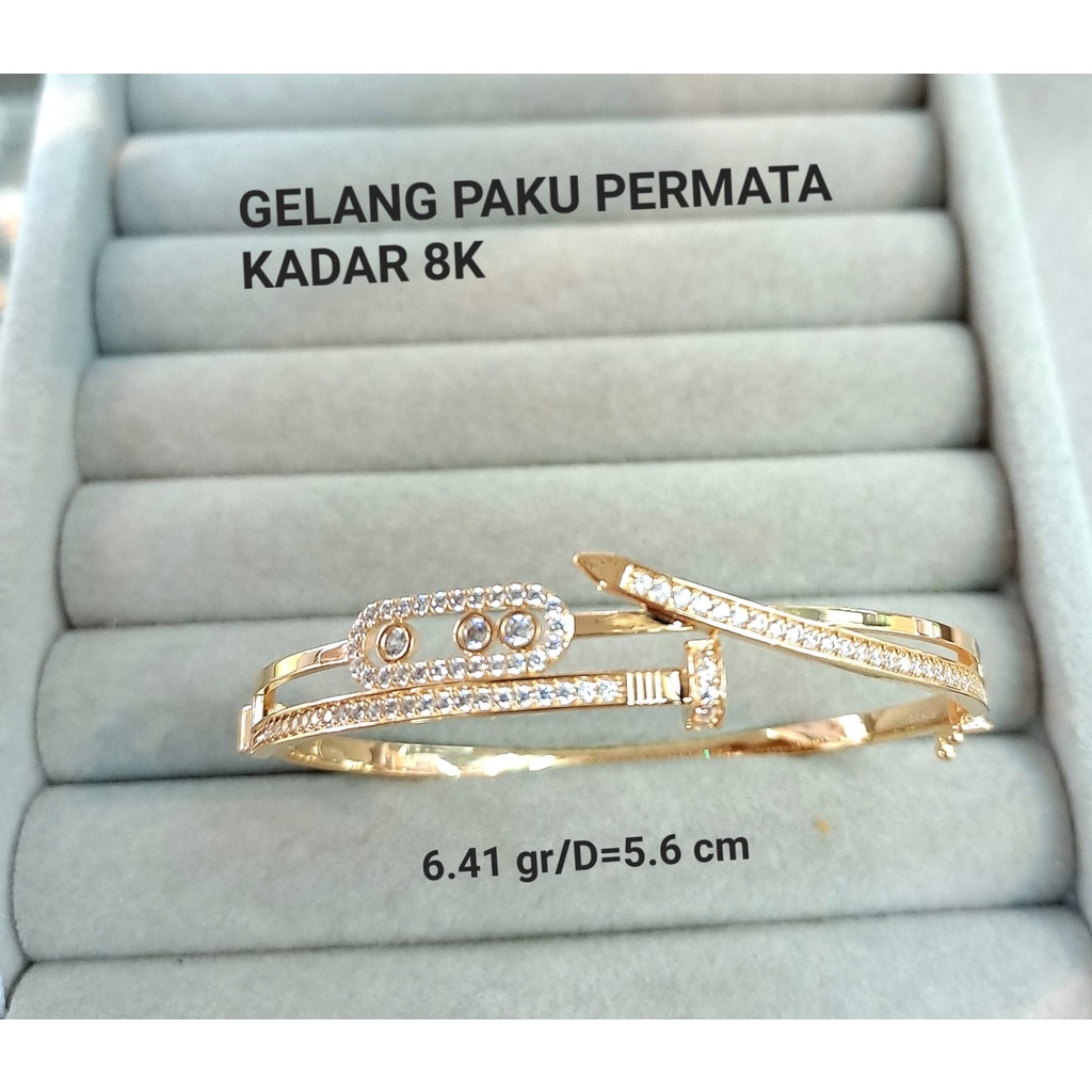 Gelang paku oval bangle kadar 375 8karat diameter 5.6cm model baru kasandra