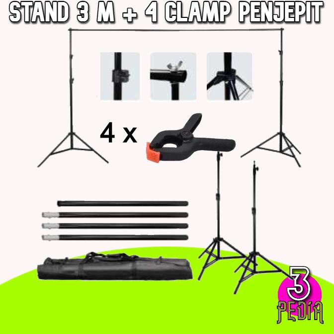 Stand Background 3 Meter / Bracket Green Screen / Tiang Backdrop Impor
