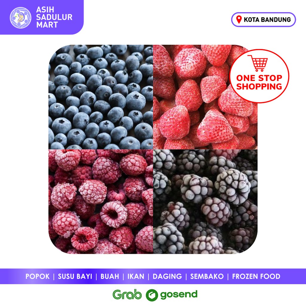 Frozen Berry 500gr / 1kg Stroberi Strawberry Raspberry Blackberry Promo Murah Bandung | Asih Sadulur Mart