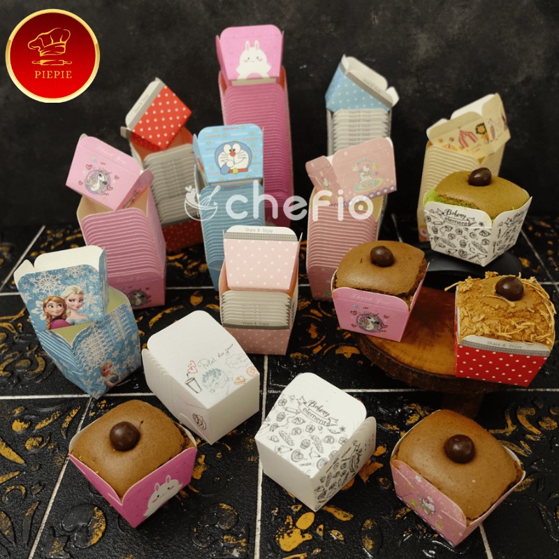 Paper Cupcake Case Kotak Kue Muffin Hokkaido Lava Cake Roti Bluder